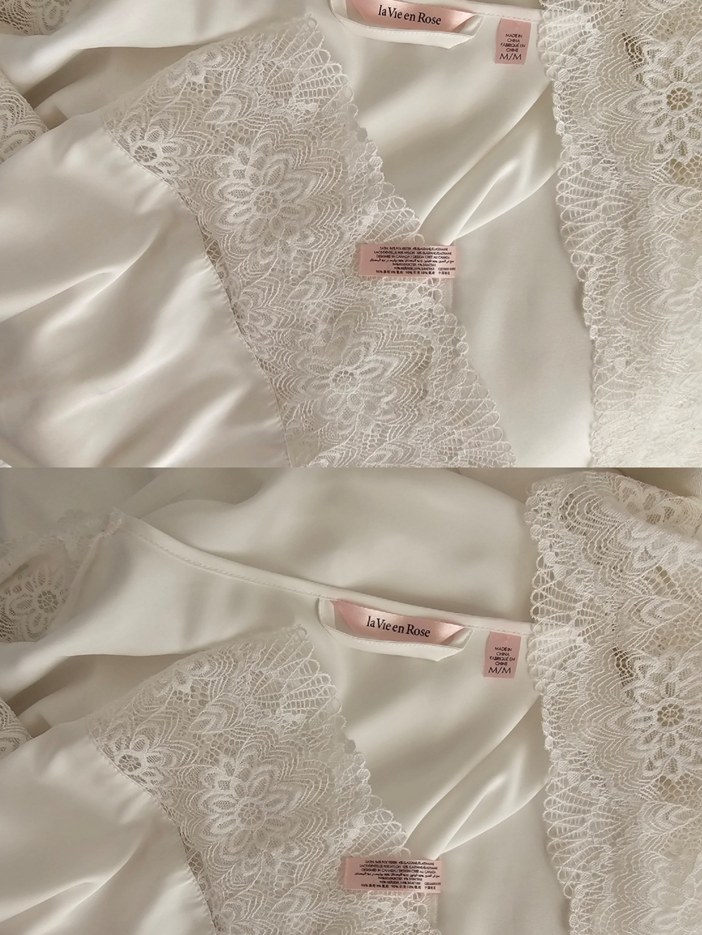 La Vie en Rose White Satin Kimono Robe - Picture 13 of 16